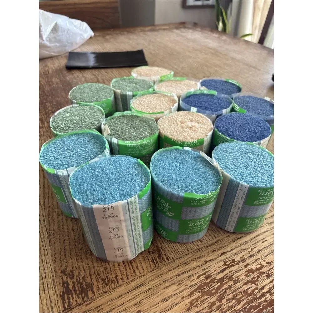 NEW Lot 16 X Vintage Bucilla Acrylic Latch Hook Rug Yarn Blue Green Tan